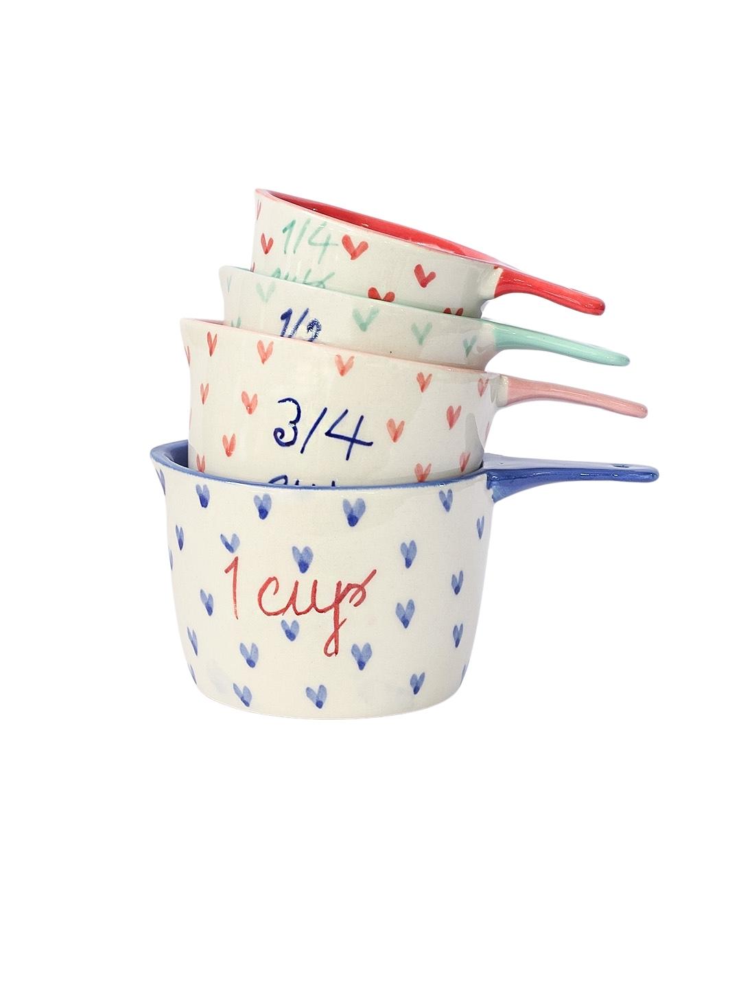 Little Hearts Measuring Ceramic Cup - (Set of 4) - Arte House