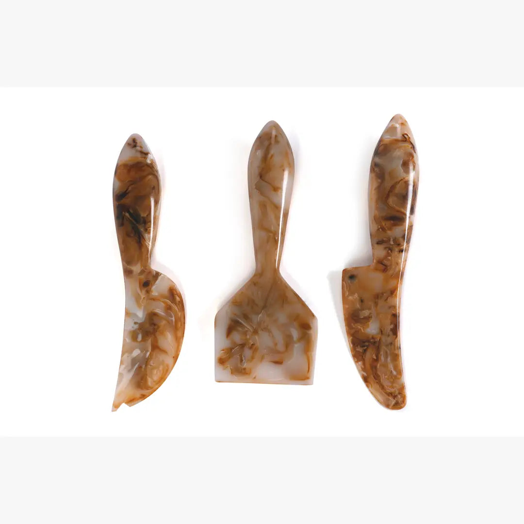 Resin Cheese Knife, Brown (Set of 3)  - 6 Inches - Arte House