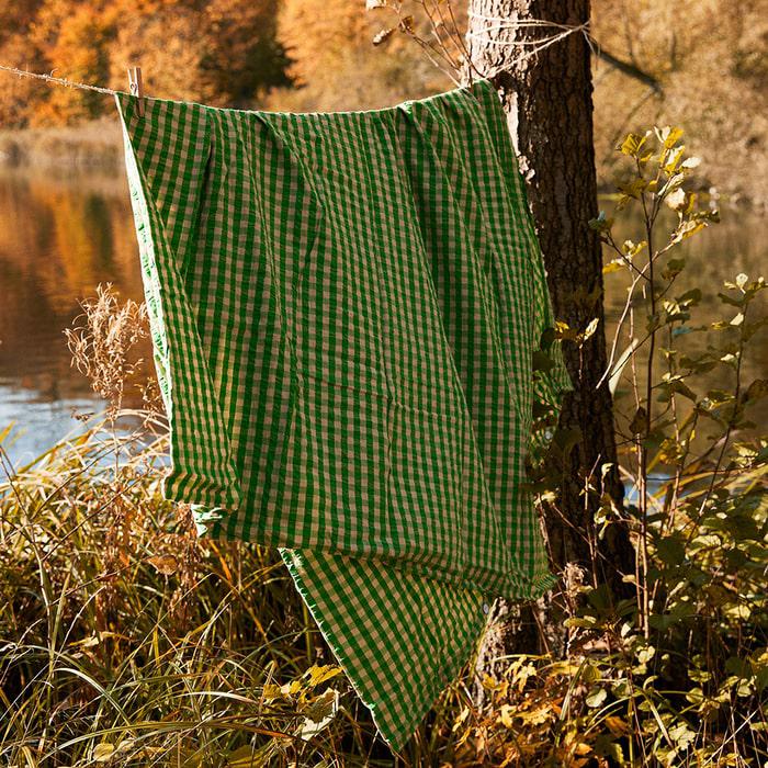 JUNA Bæk&Bølge Duvet Cover Set, King, Green/Sand