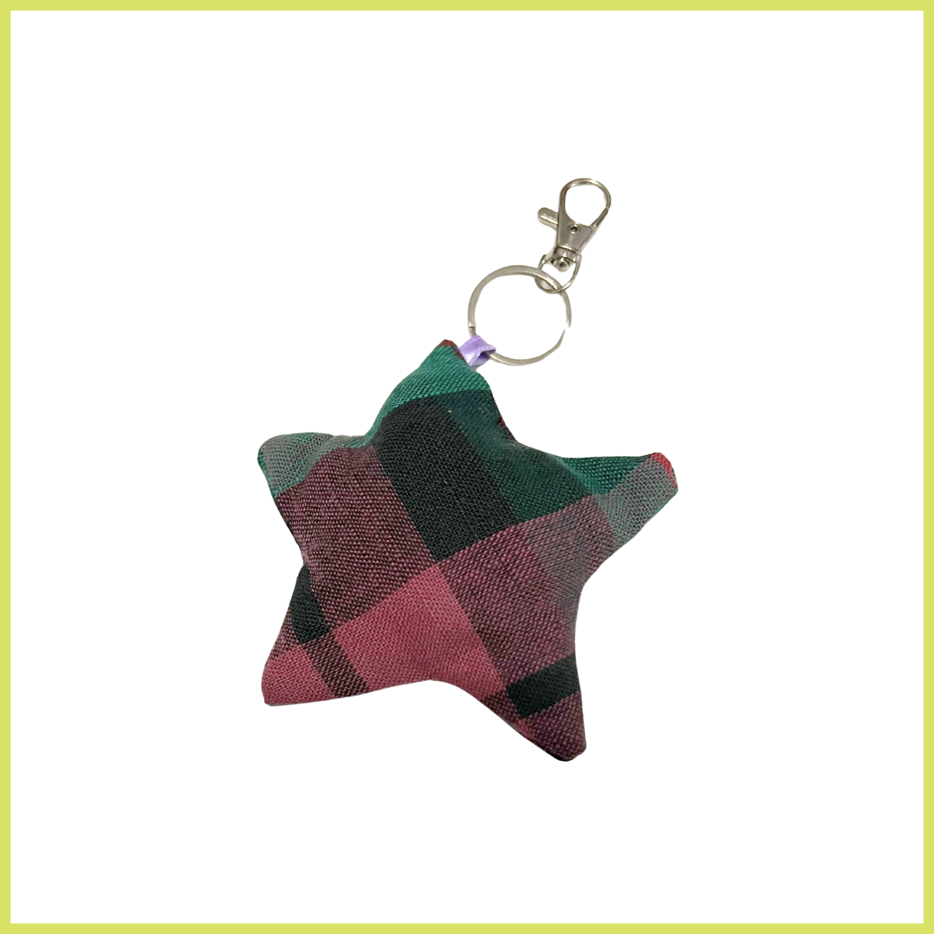Green-Purple Plaid Bag Charm