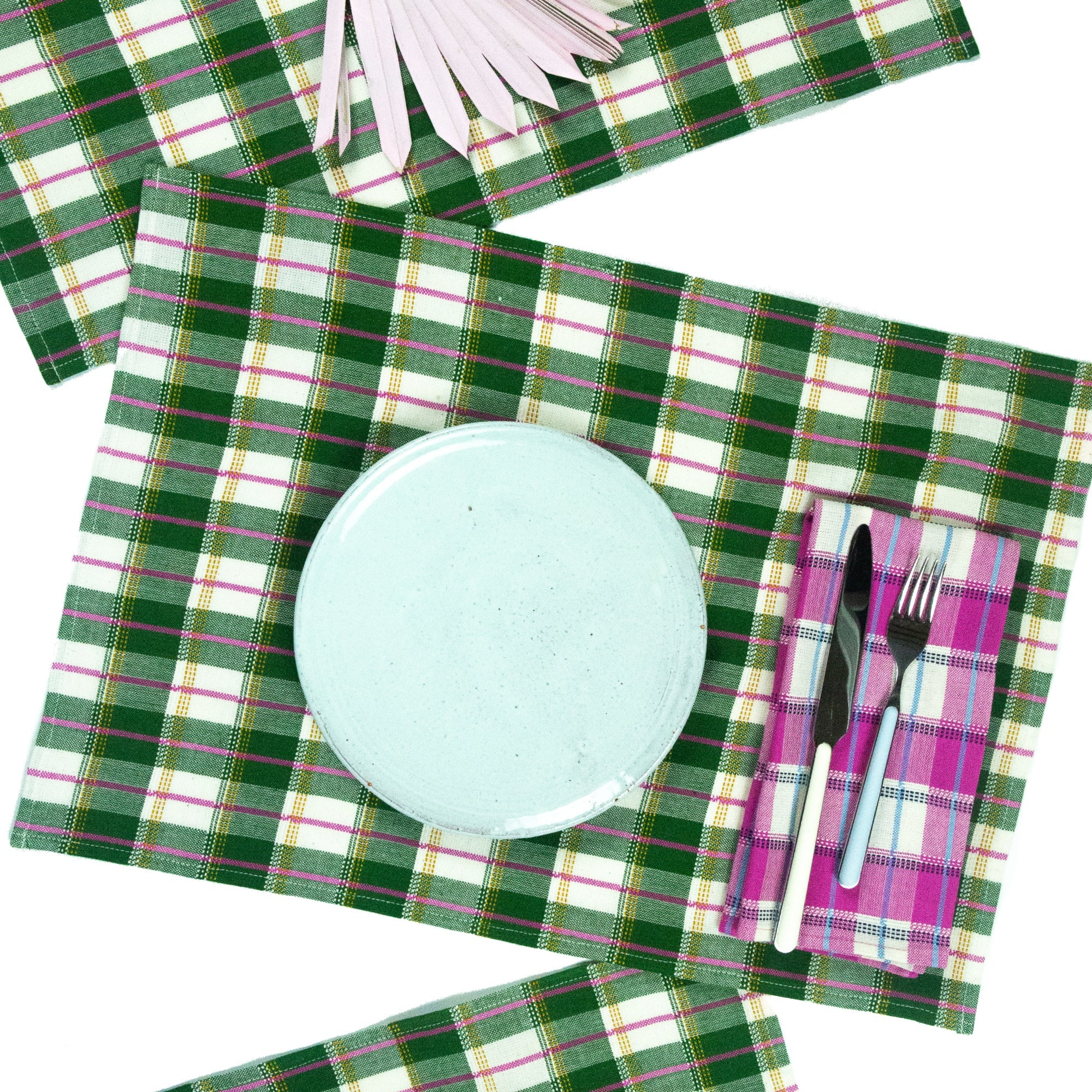 San Andres Gingham Forest & Ivory Placemat - Arte House