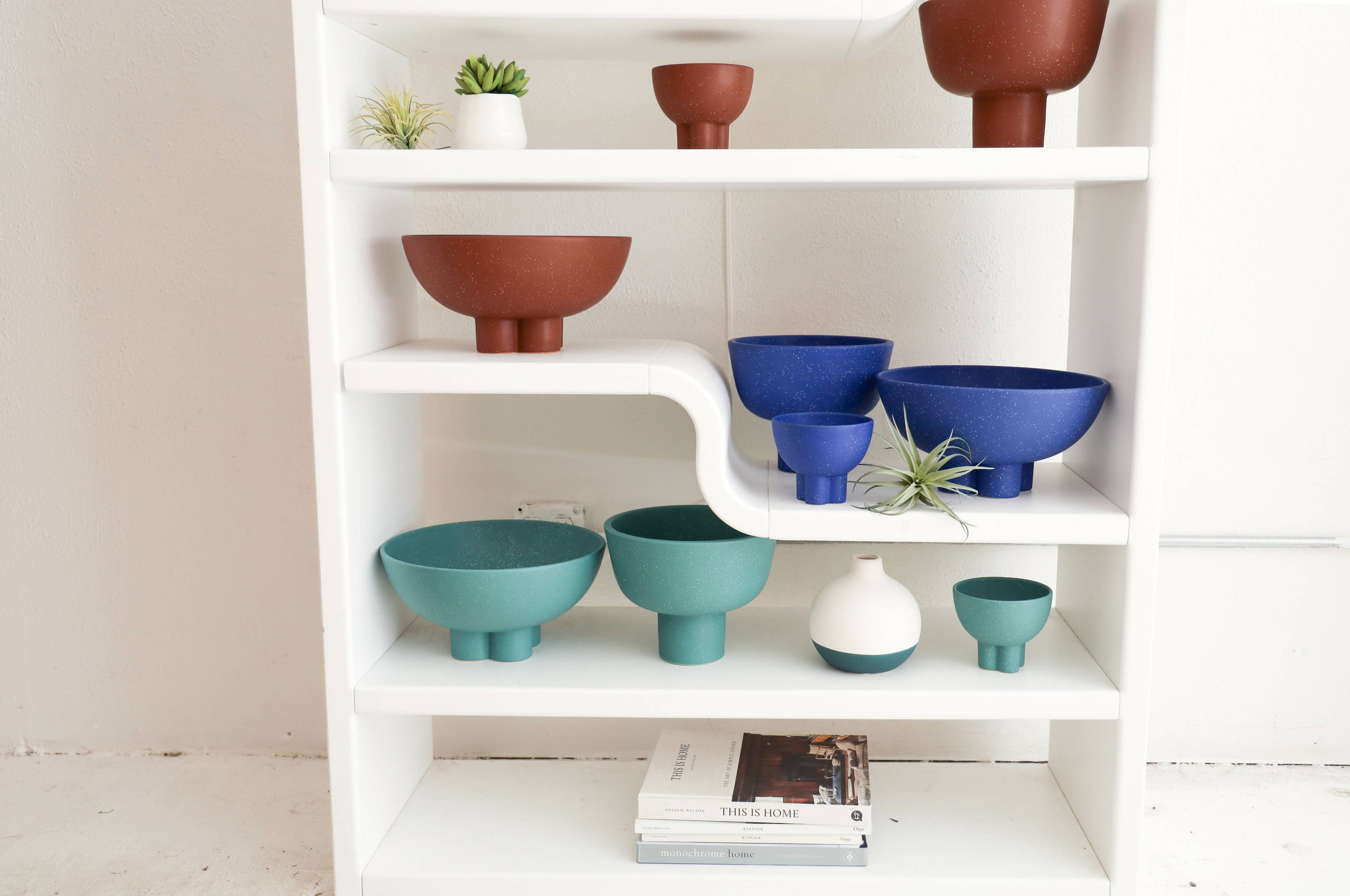 Large Speckled Blue Compote Bowl