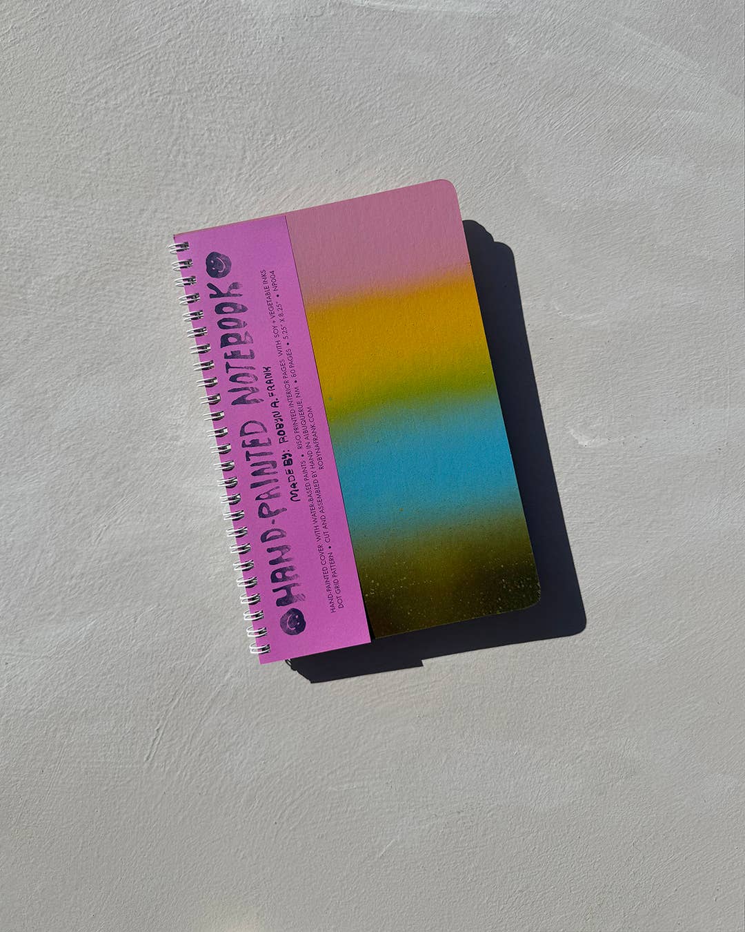 Hand painted notebook in Ground Control, riso interior