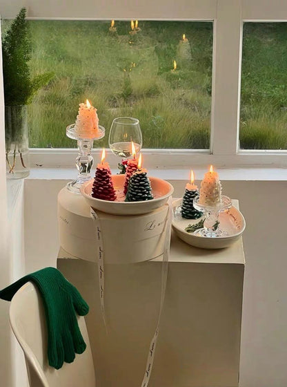 3 Pcs - Pine Cone Scented Soy Wax Candles ( $13.3 Each ) - Christmas Decorative Candles