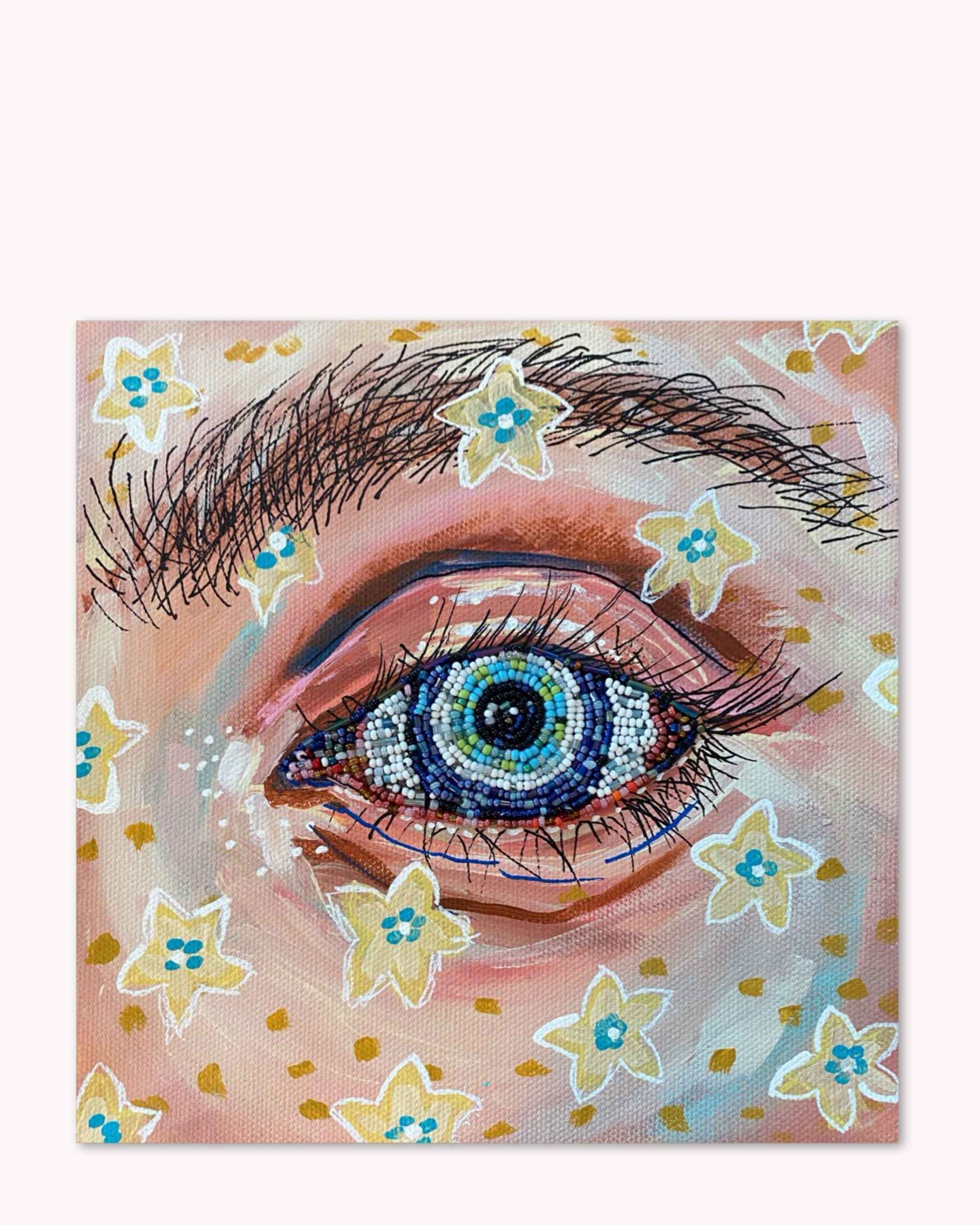 Armageddon Eyes ( original painting / beaded artwork )