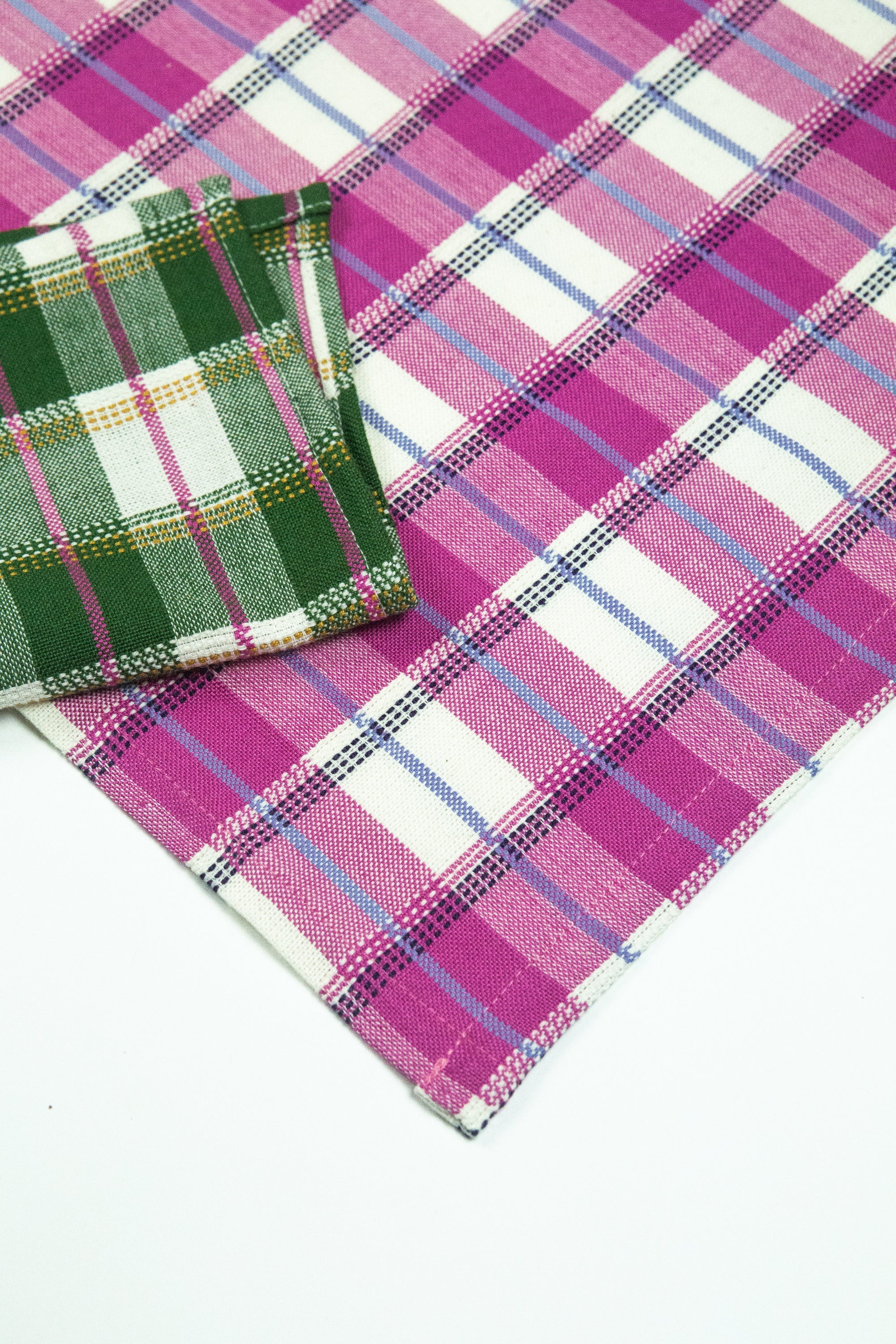 San Andres Gingham Pink & White Table Runner - Arte House