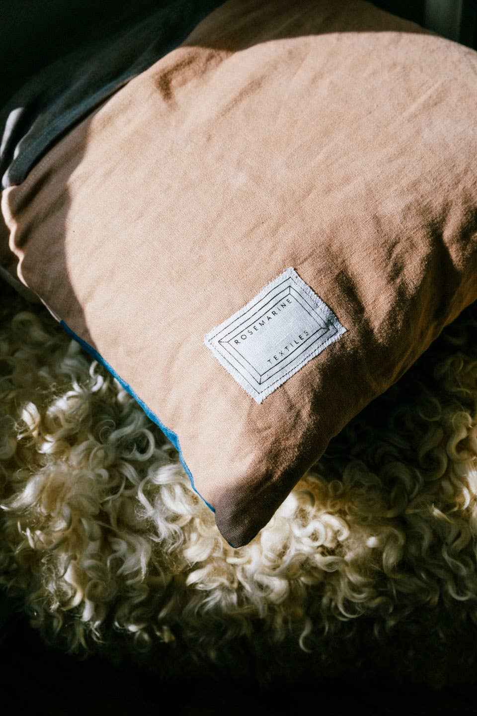 Agnes painted patchwork sham | plant dyed linen pillow