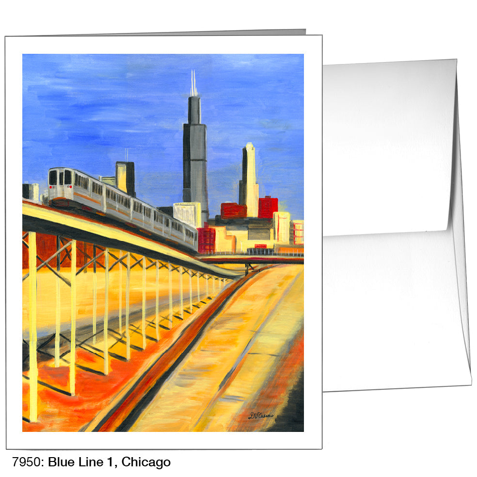 Blue Line 1, Chicago, Greeting Card (7950A) - Arte House