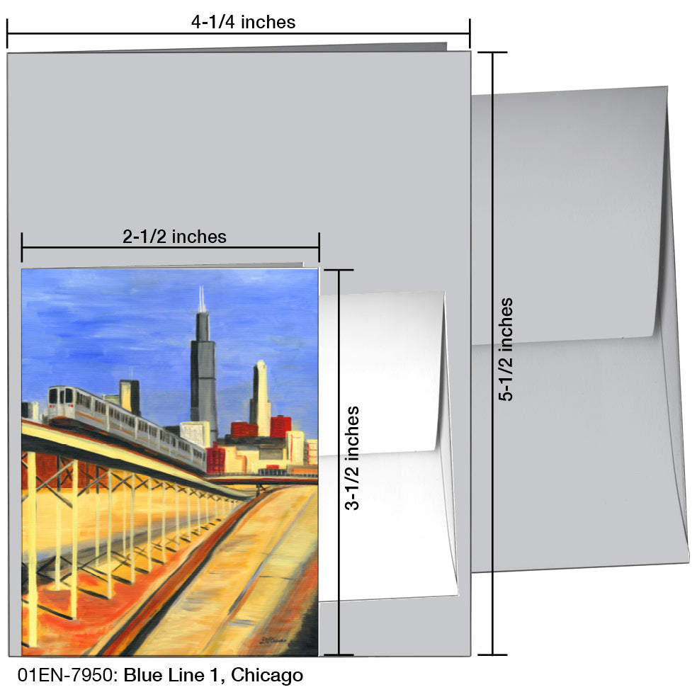 Blue Line 1, Chicago, Greeting Card (7950A) - Arte House