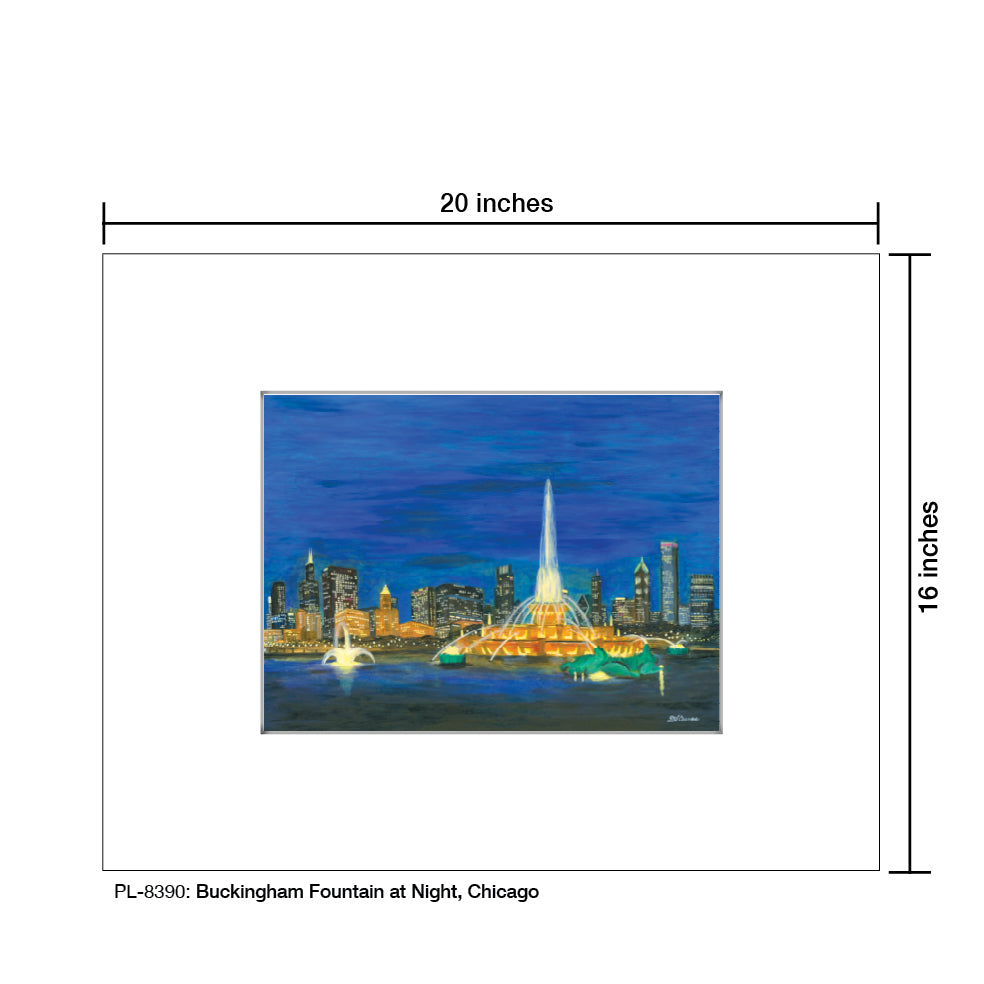 Buckingham Fountain at Night, Chicago, Print (#8390A) - Arte House
