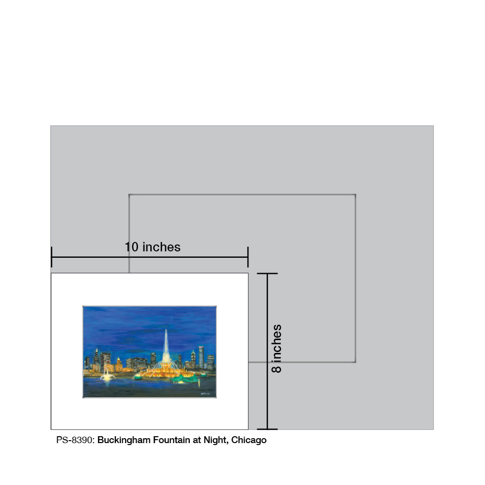 Buckingham Fountain at Night, Chicago, Print (#8390A) - Arte House