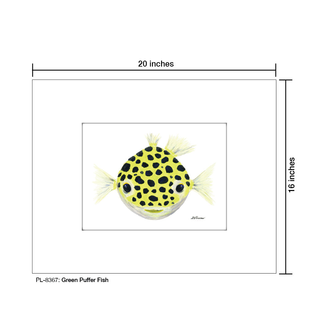 Green Puffer Fish, Print (#8367B) - Arte House