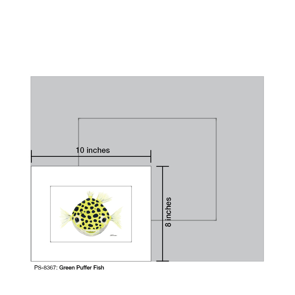 Green Puffer Fish, Print (#8367B) - Arte House
