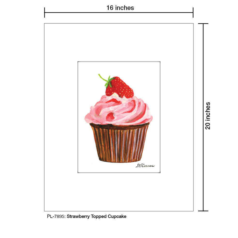 Strawberry Topped Cupcake, Print (#7895A) - Arte House