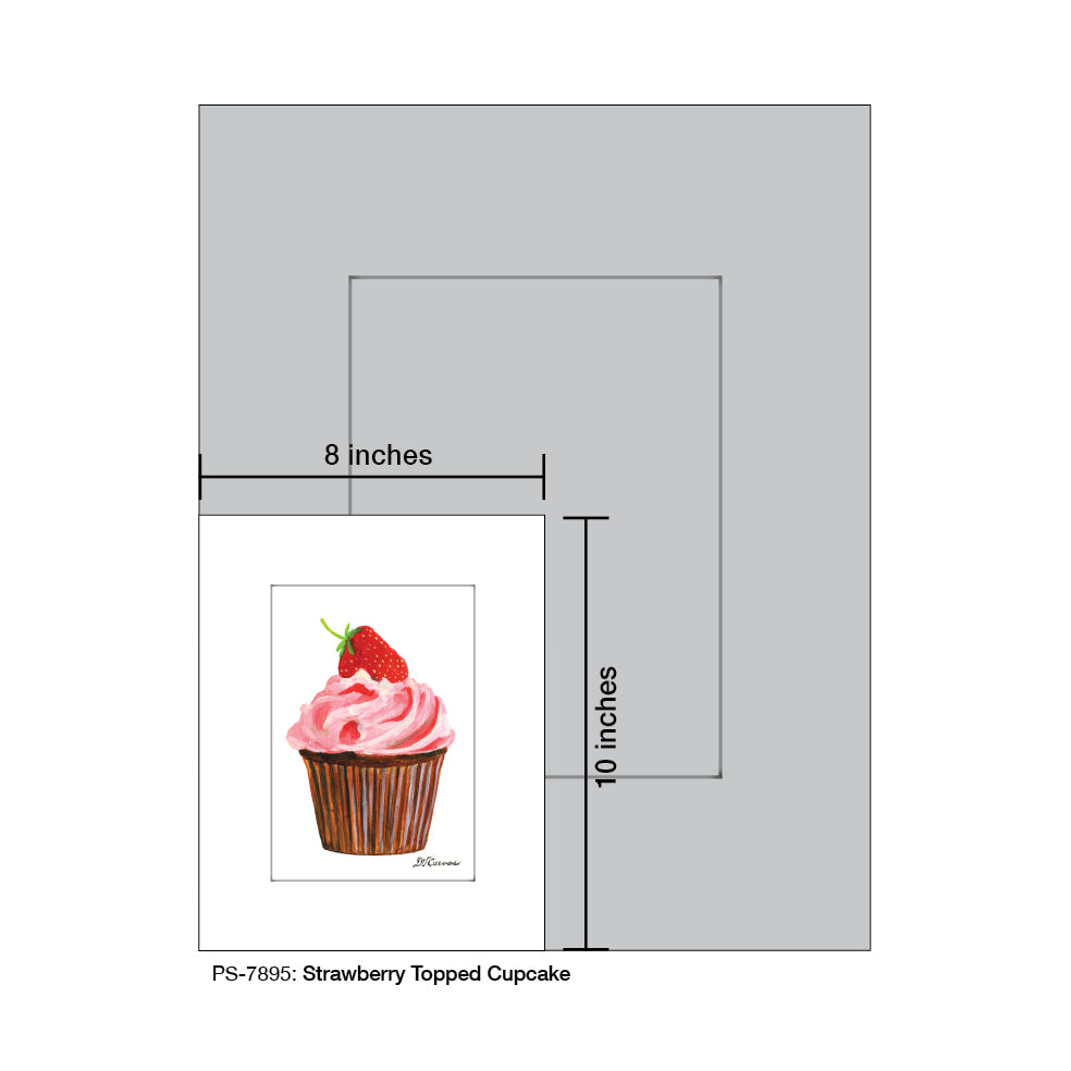 Strawberry Topped Cupcake, Print (#7895A) - Arte House