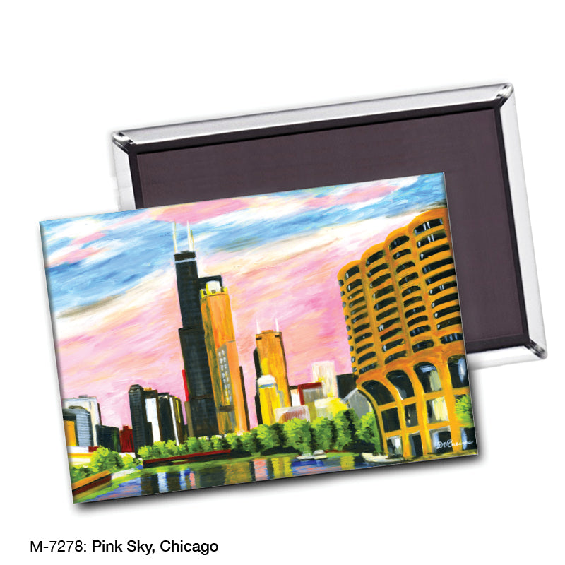 Pink Sky, Chicago, Magnet (M-7278A) - Arte House