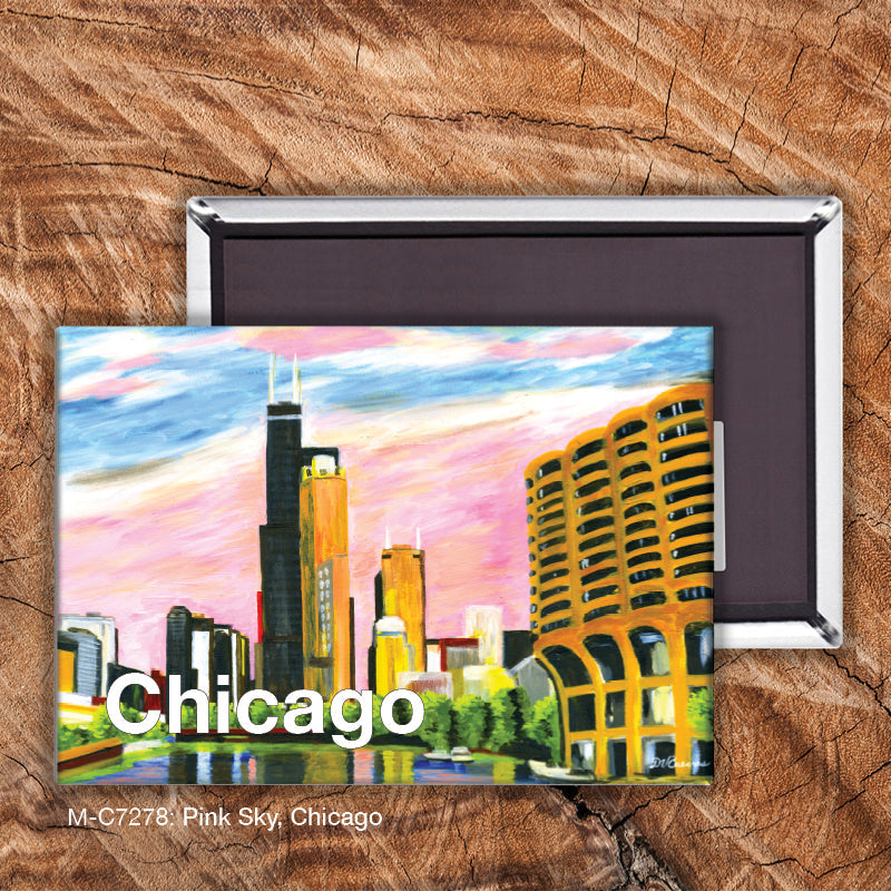 Pink Sky, Chicago, Magnet (M-7278A) - Arte House
