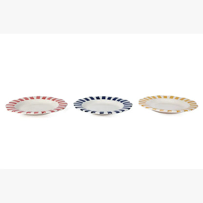 Ceramic Stripe Dinner Plate, Blue- 10 x 10 x 1.25 Inches