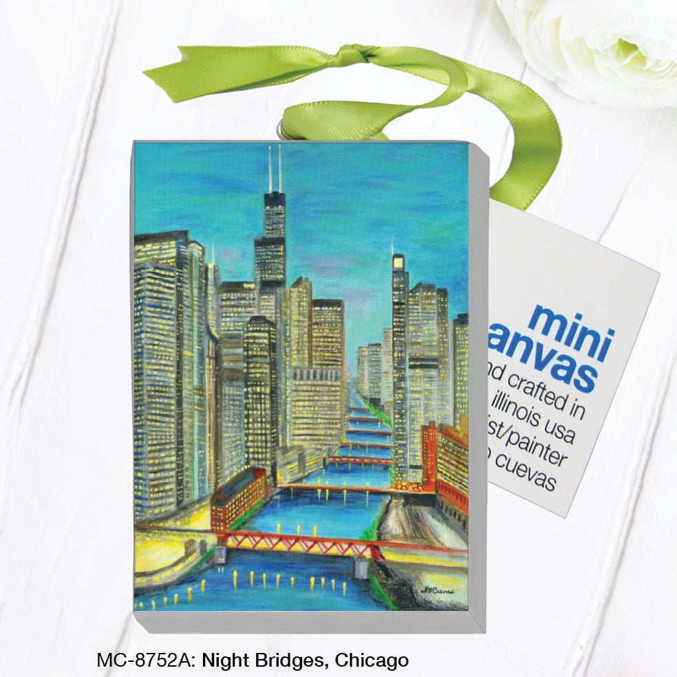 Night Bridges, Chicago, Mini Canvas (MC-8752A) - Arte House