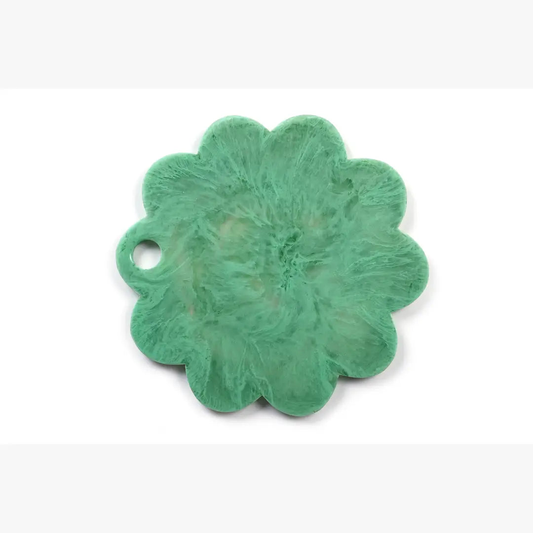 Scallop Resin Cheese Charcuterie Board, Green - 12 Inches - Arte House