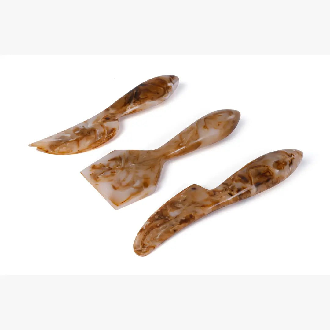 Resin Cheese Knife, Brown (Set of 3)  - 6 Inches - Arte House
