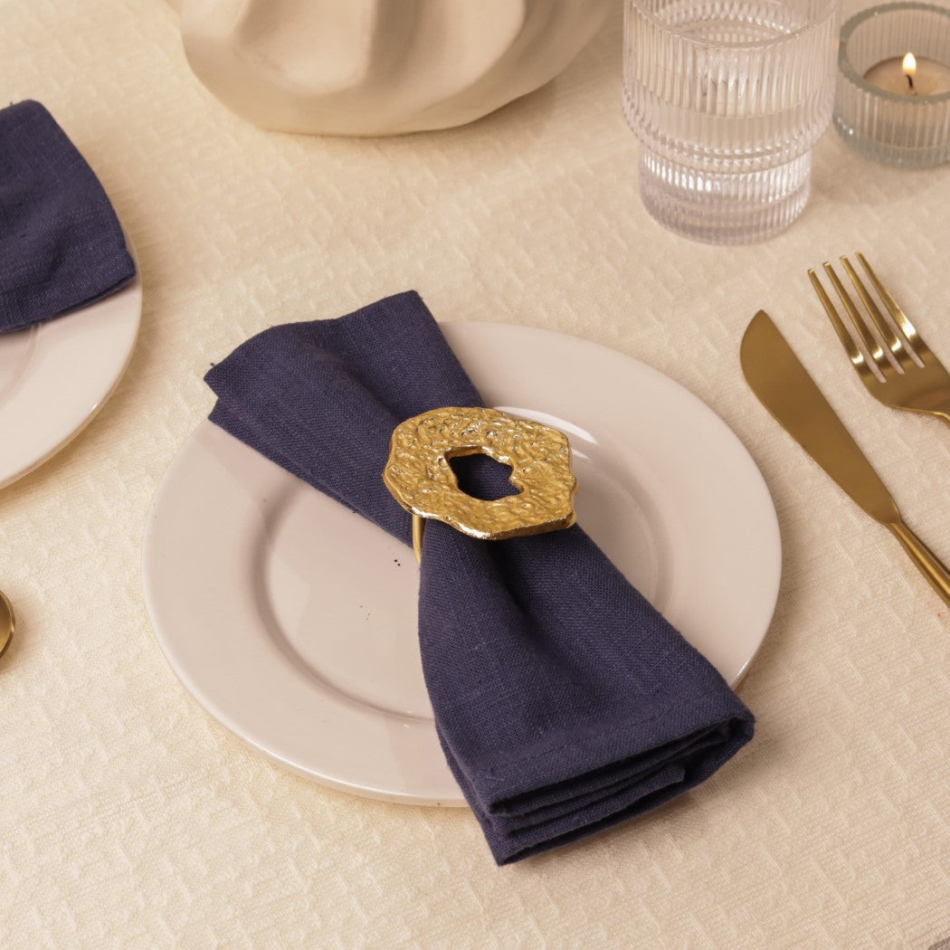 Hammered Champagne Gold Napkin Ring, Dia 1.5 Inch (Set of 4) - Arte House