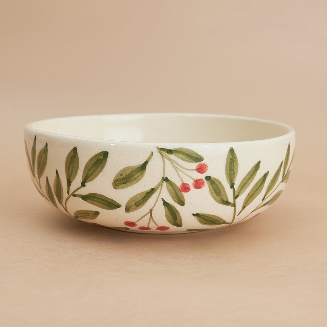 Holly Leaf Bowl, Green 2.5x7 Inches (Set of 4) - Arte House