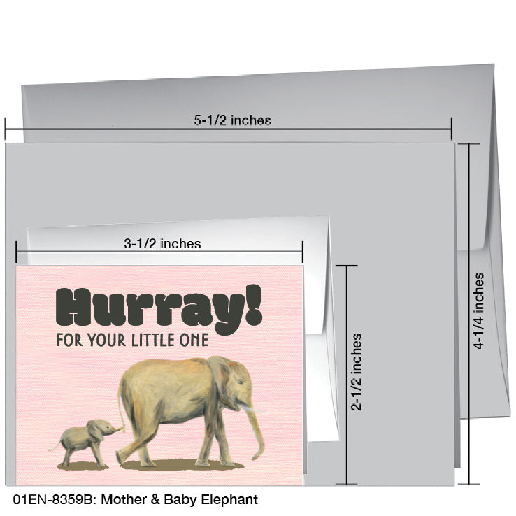 Mother & Baby Elephant, Greeting Card (8359B)