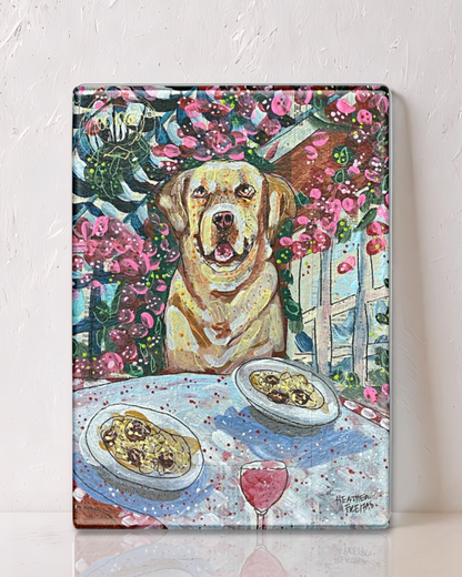 Yellow Lab Dining Glass Cutting Board Trivet