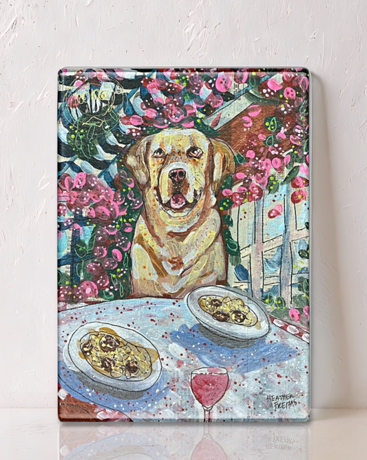Yellow Lab Dining Glass Cutting Board Trivet