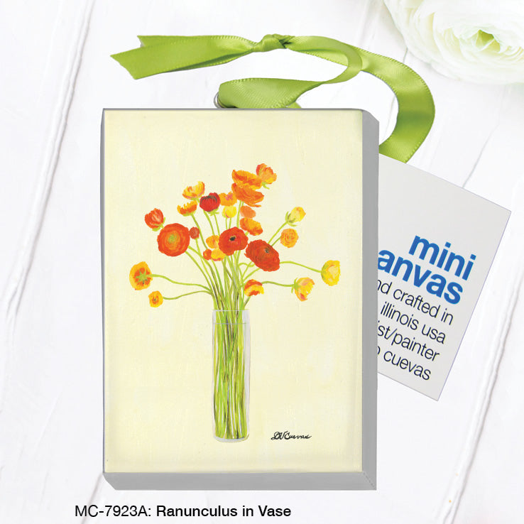 Ranunculus in Vase, Mini Canvas (MC-7923G) - Arte House