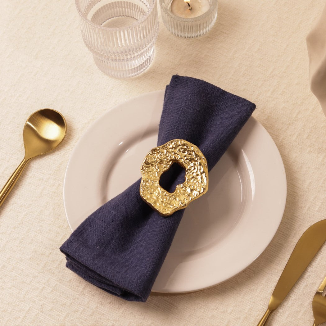 Hammered Champagne Gold Napkin Ring, Dia 1.5 Inch (Set of 4) - Arte House