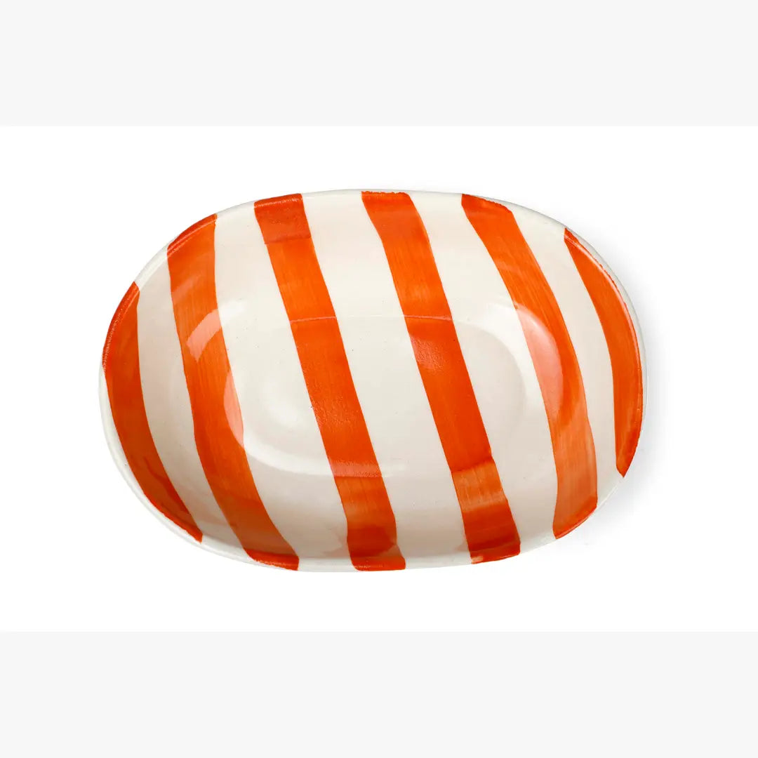Ceramic stripe Bowl, Orange  7x5x2 Inches (Set of 4) - Arte House