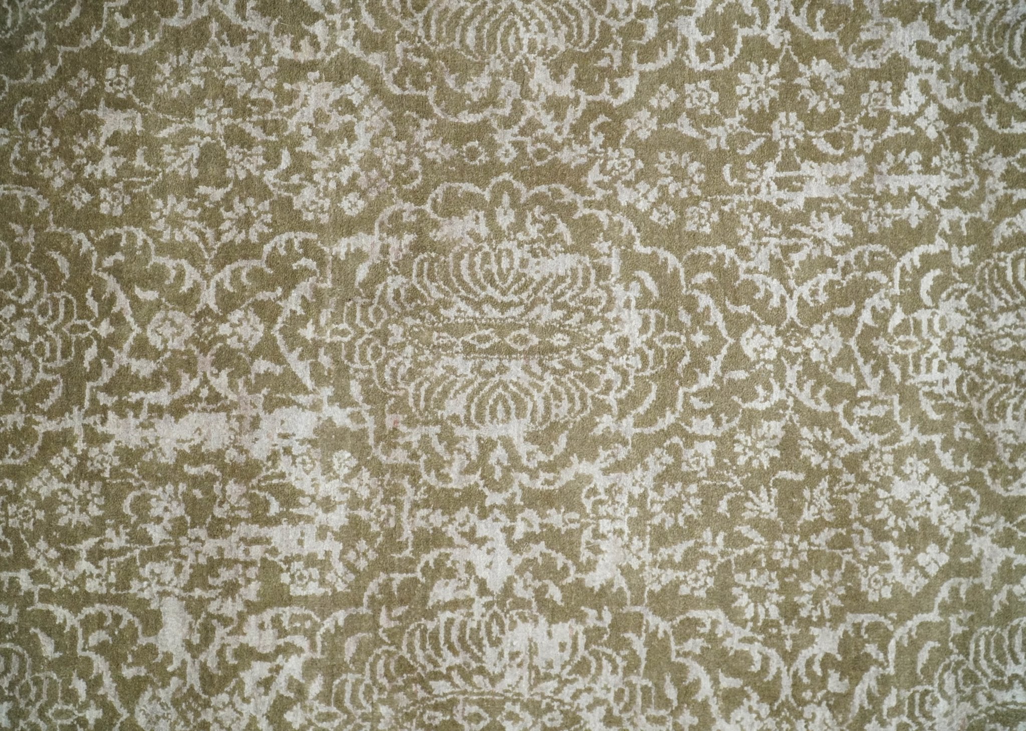 4x6 Fine Hand Knotted Olive and Silver Traditional Vintage Persian Style Antique Wool and SIlk Rug | AGR16 - Arte House