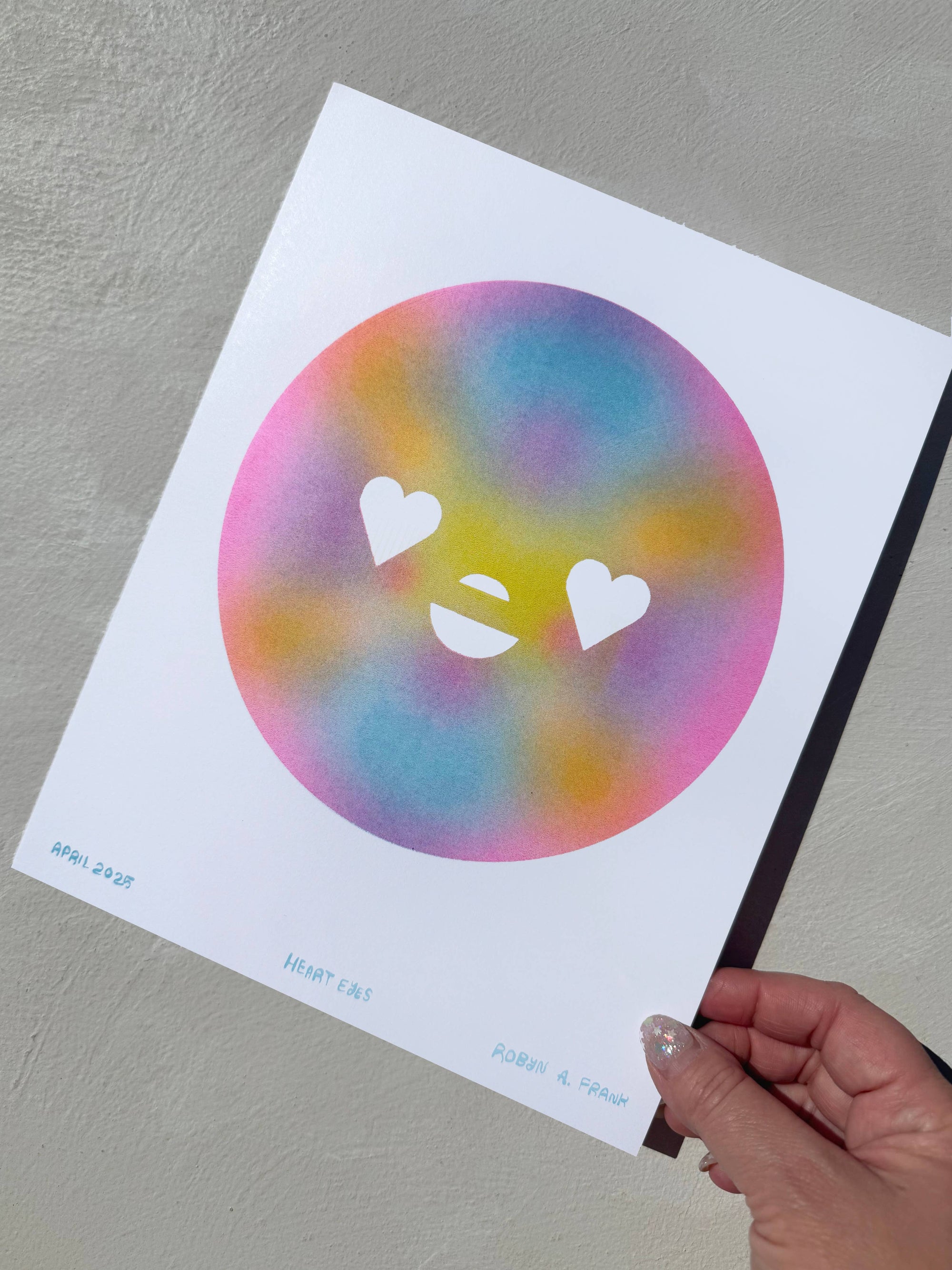 Heart Eyes risograph art print