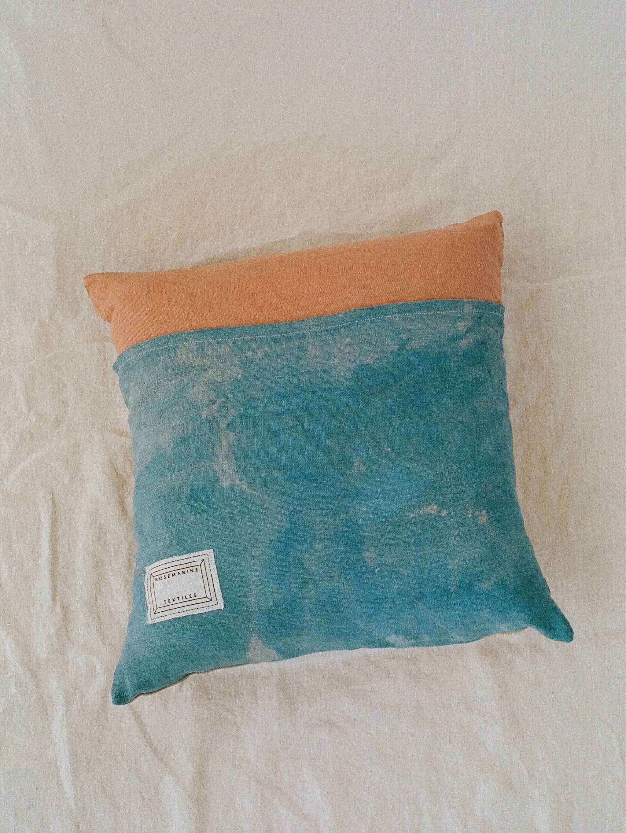 Agnes painted patchwork sham | plant dyed linen pillow