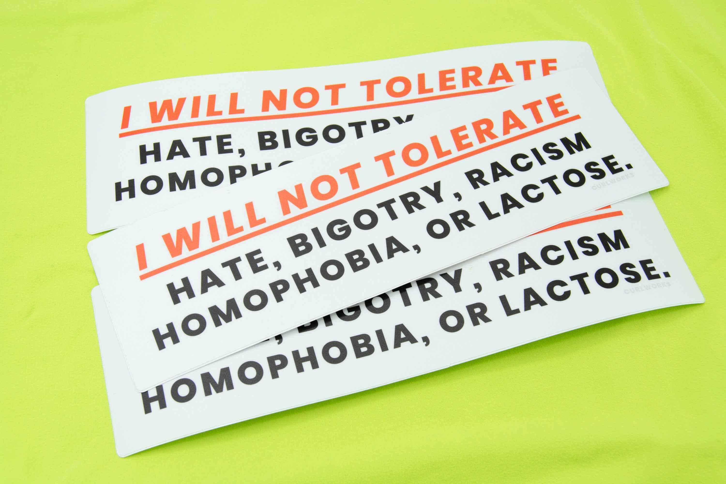 I WILL NOT TOLERATE - 10" Bumper Sticker