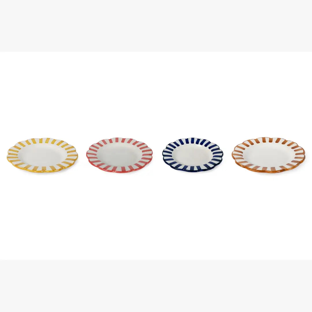 Ceramic stripe Salad Plate,  Blue- 8.25 x 8.25 x 1.25 Inches - Arte House