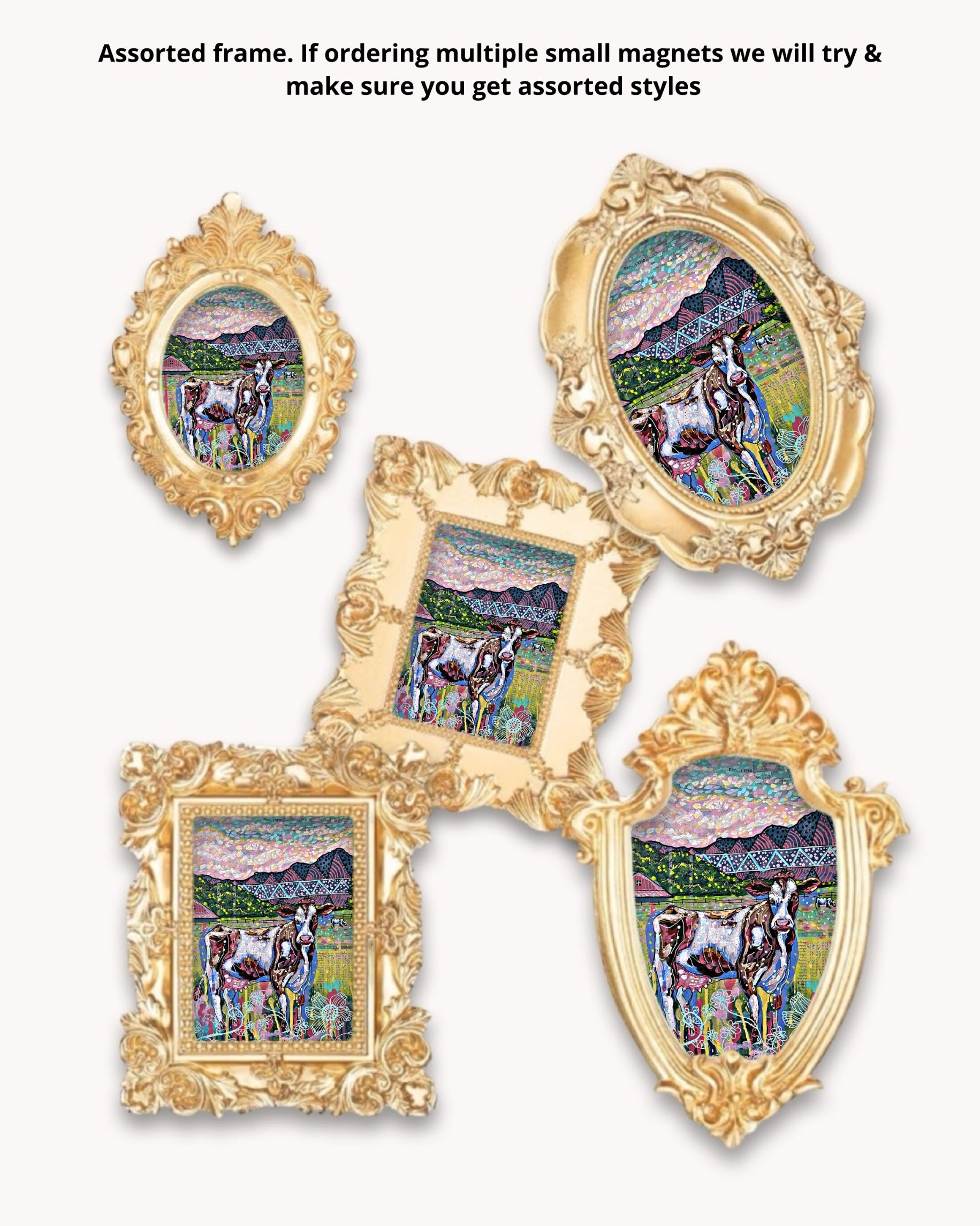Cows On The Farm Framed Magnet ( Small ) - Arte House