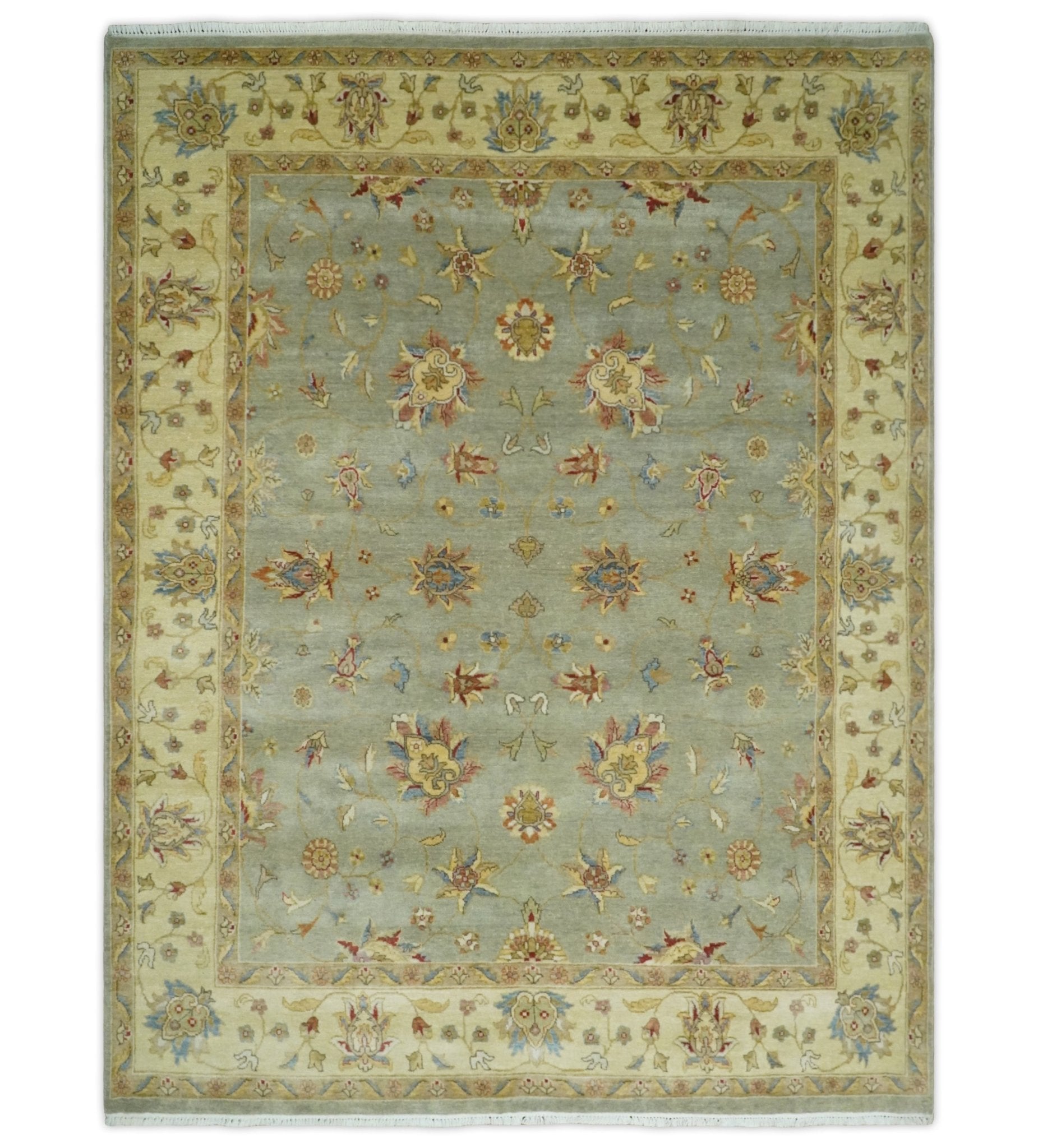 6x8 Fine Hand Knotted Silver and Ivory Traditional Vintage Persian Style Antique Wool Rug | AGR30 - Arte House