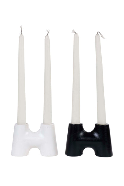 "H" Style  Nordic Concrete Candle Holder - Black (Set of 2)