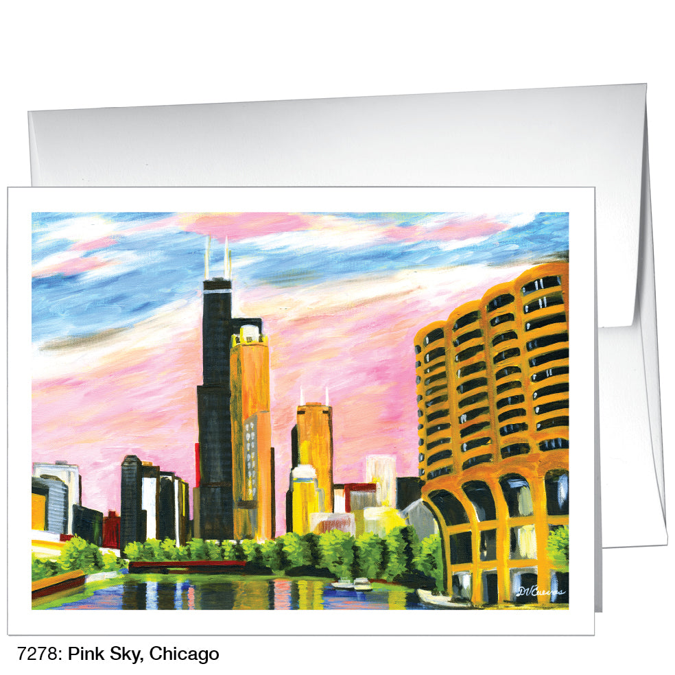 Pink Sky, Chicago, Greeting Card (7278A) - Arte House