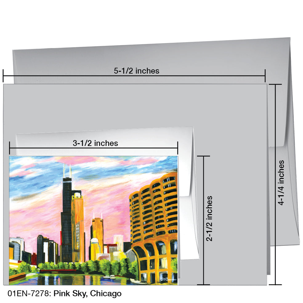Pink Sky, Chicago, Greeting Card (7278A) - Arte House