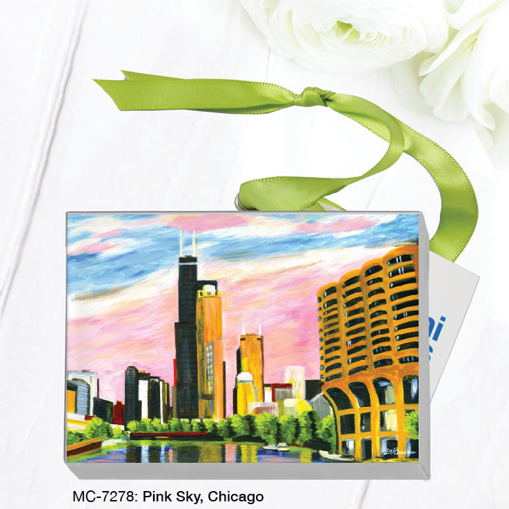 Pink Sky, Chicago, Mini Canvas (MC-7278A) - Arte House