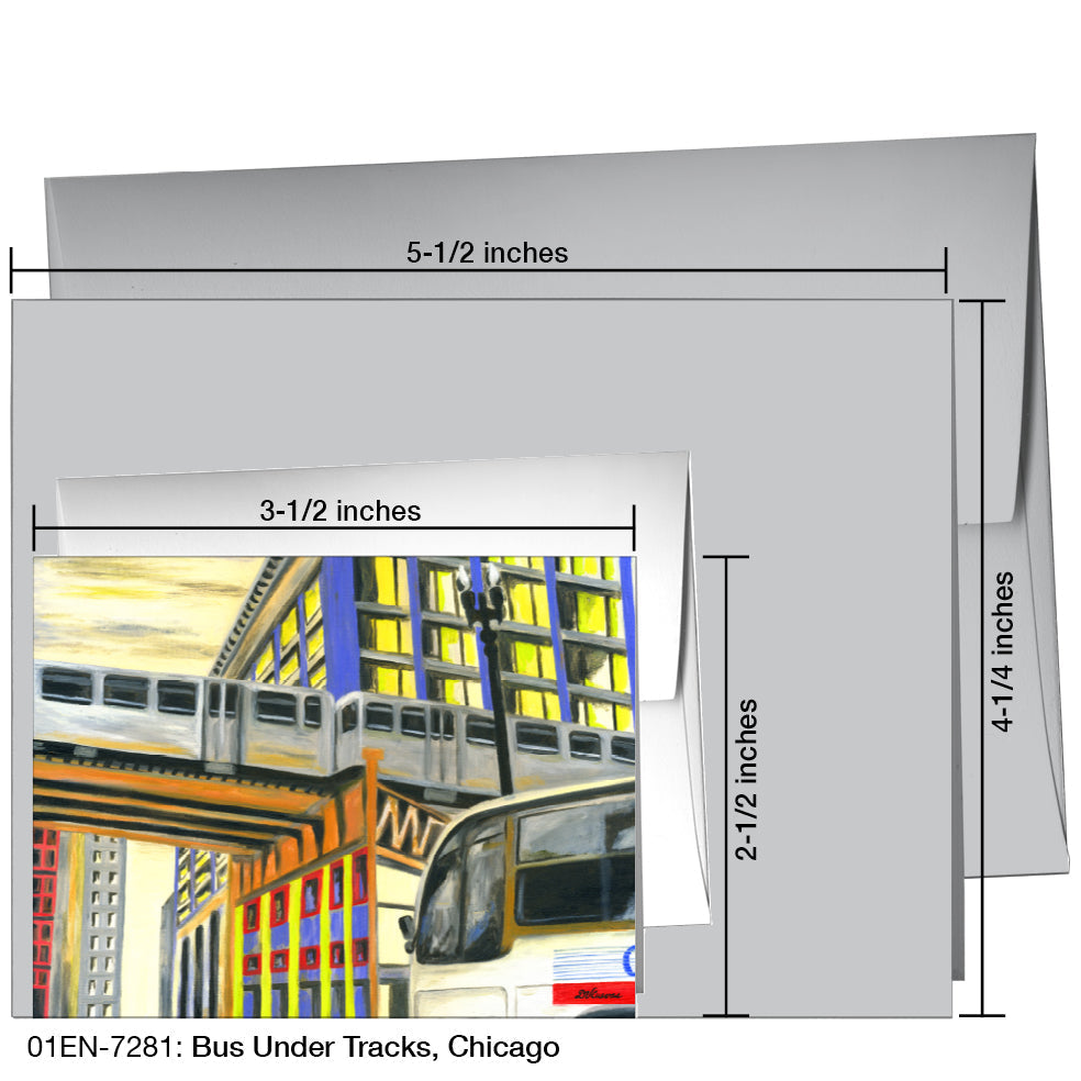 Bus Under Tracks, Chicago, Greeting Card (7281A)