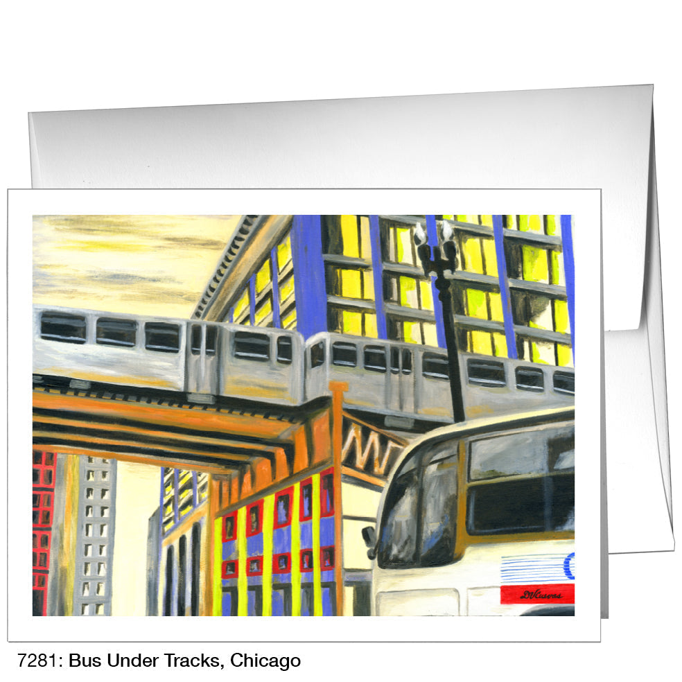 Bus Under Tracks, Chicago, Greeting Card (7281A)