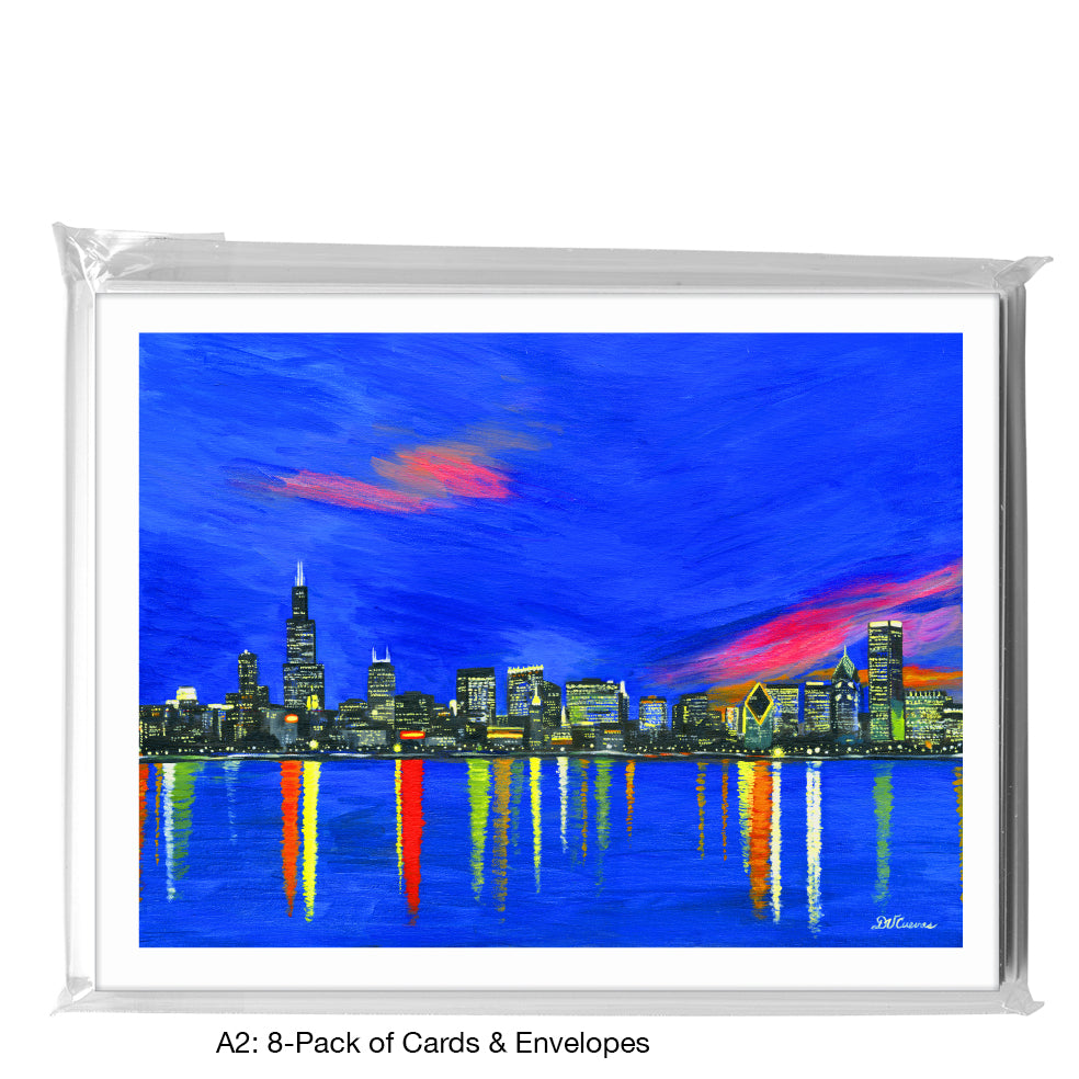 Dusk, Chicago, Greeting Card (7365A) - Arte House