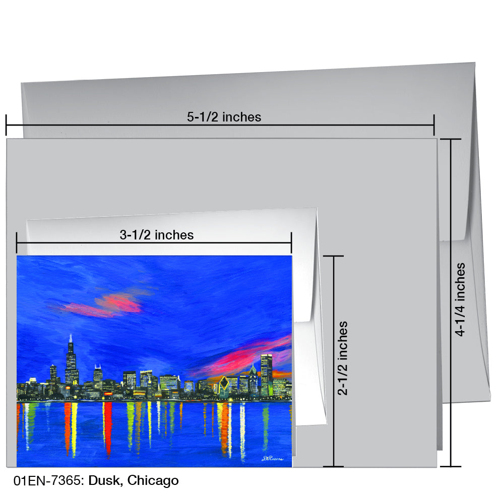 Dusk, Chicago, Greeting Card (7365A) - Arte House