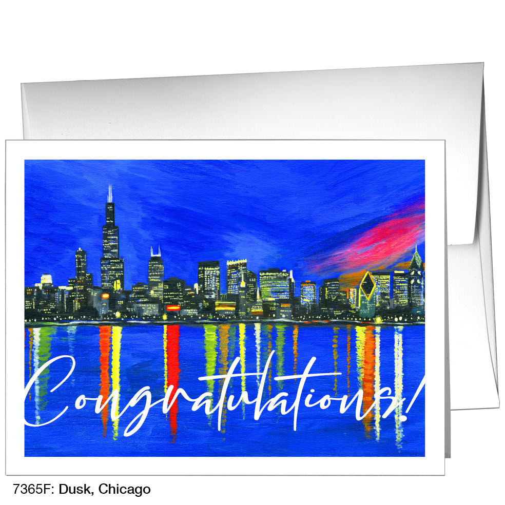 Dusk, Chicago, Greeting Card (7365F) - Arte House