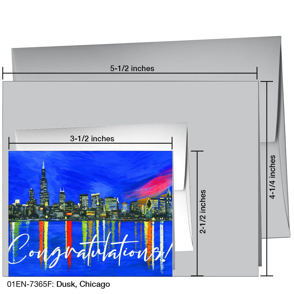 Dusk, Chicago, Greeting Card (7365F) - Arte House